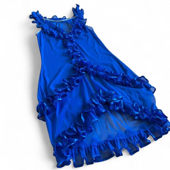 Royal Blue Ruffle Mesh Dress S–L Fairycore Maximalist - Picture 5 of 8
